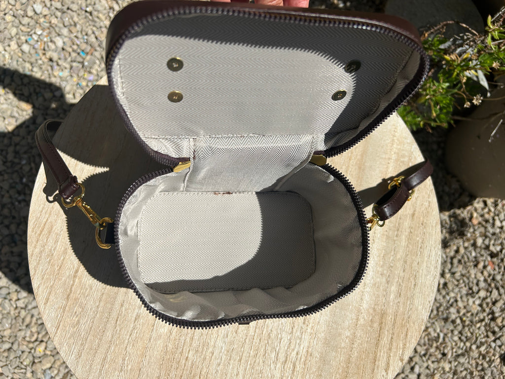 Mini sac vanity marron