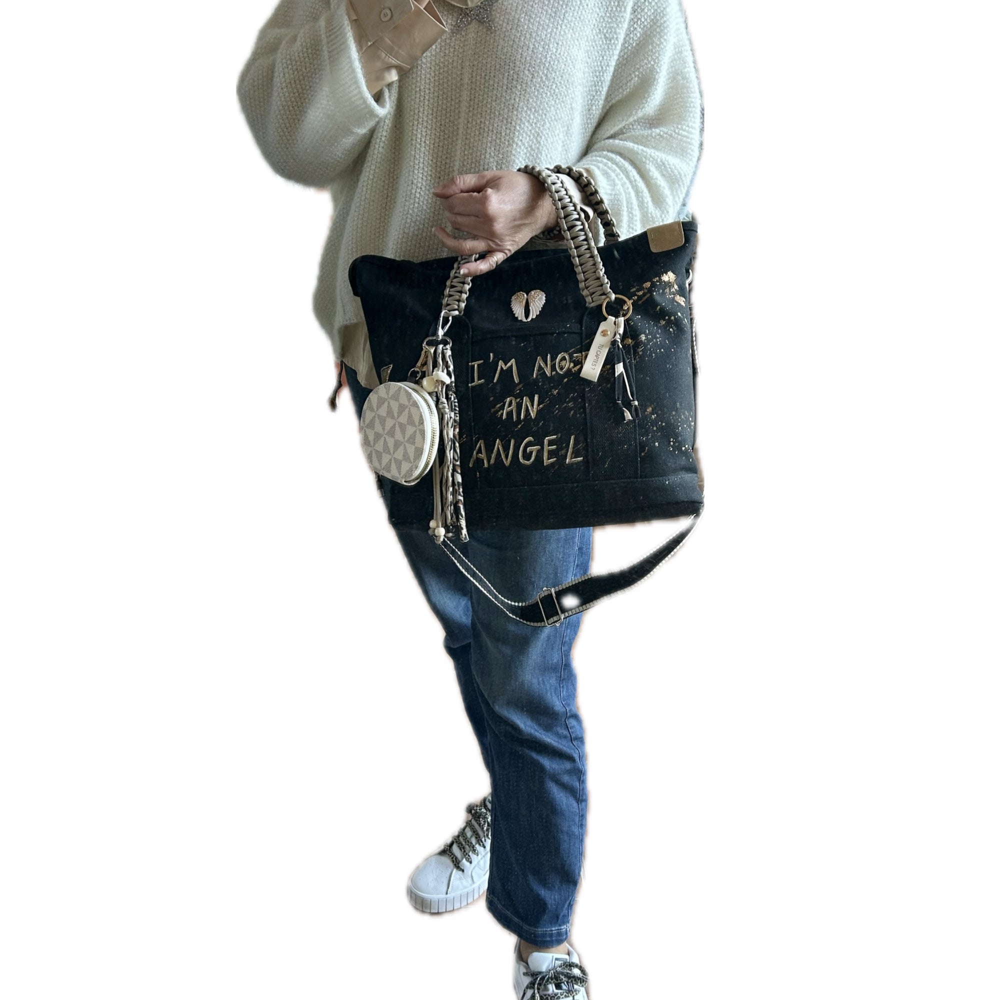 Grand sac toile noir I’M NOT AN ANGEL