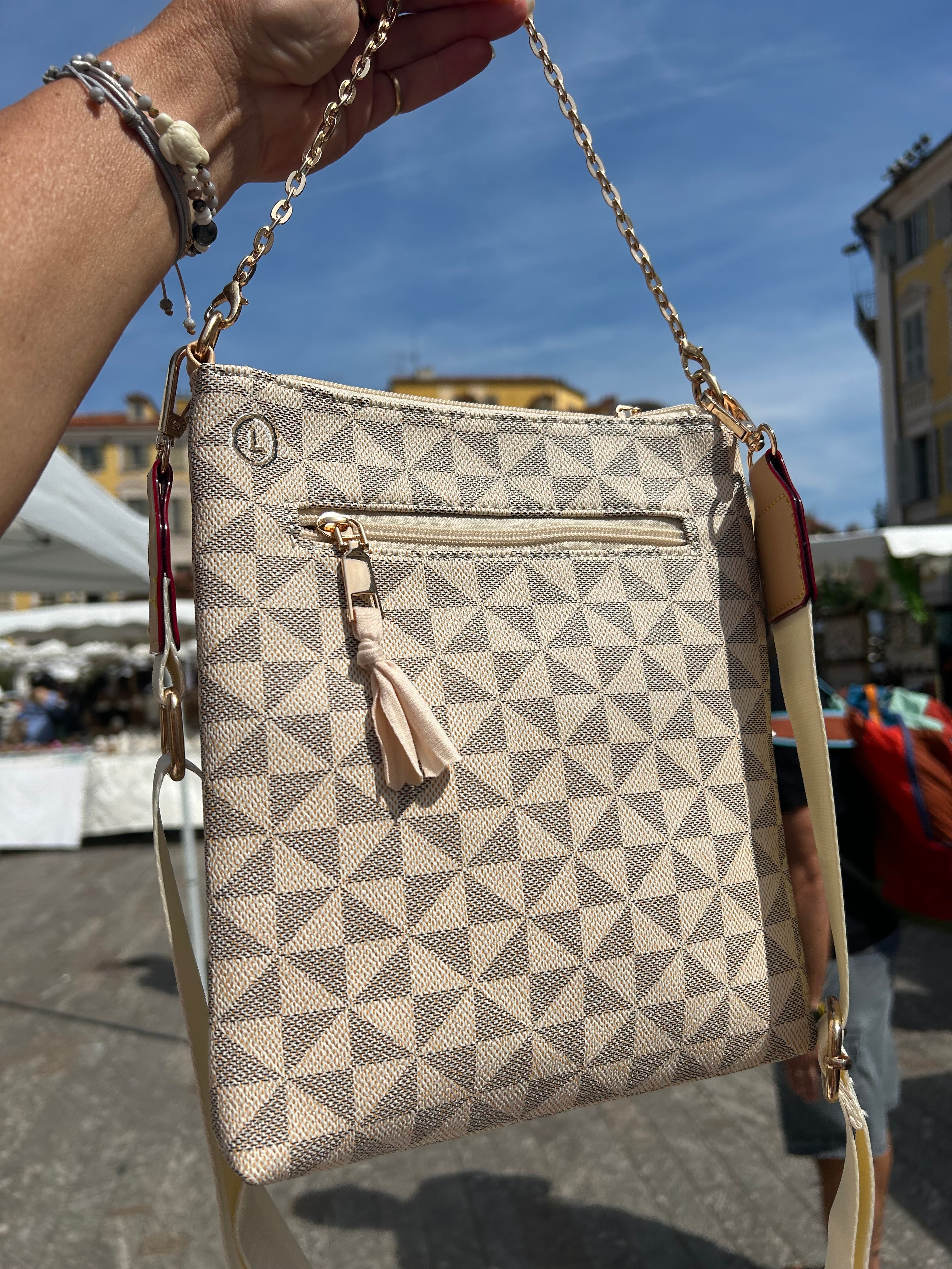 Sac bandoulière multi-poches beige