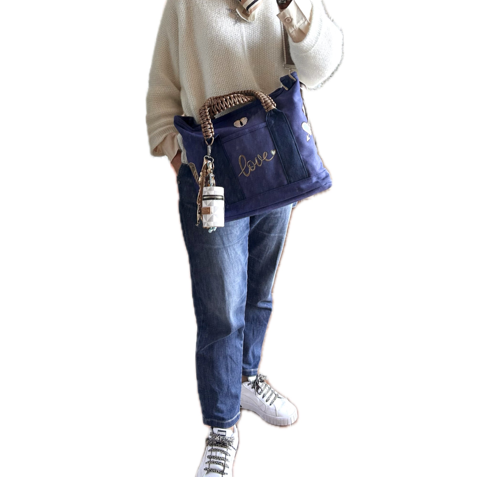 Grand sac toile bleu marine LOVE