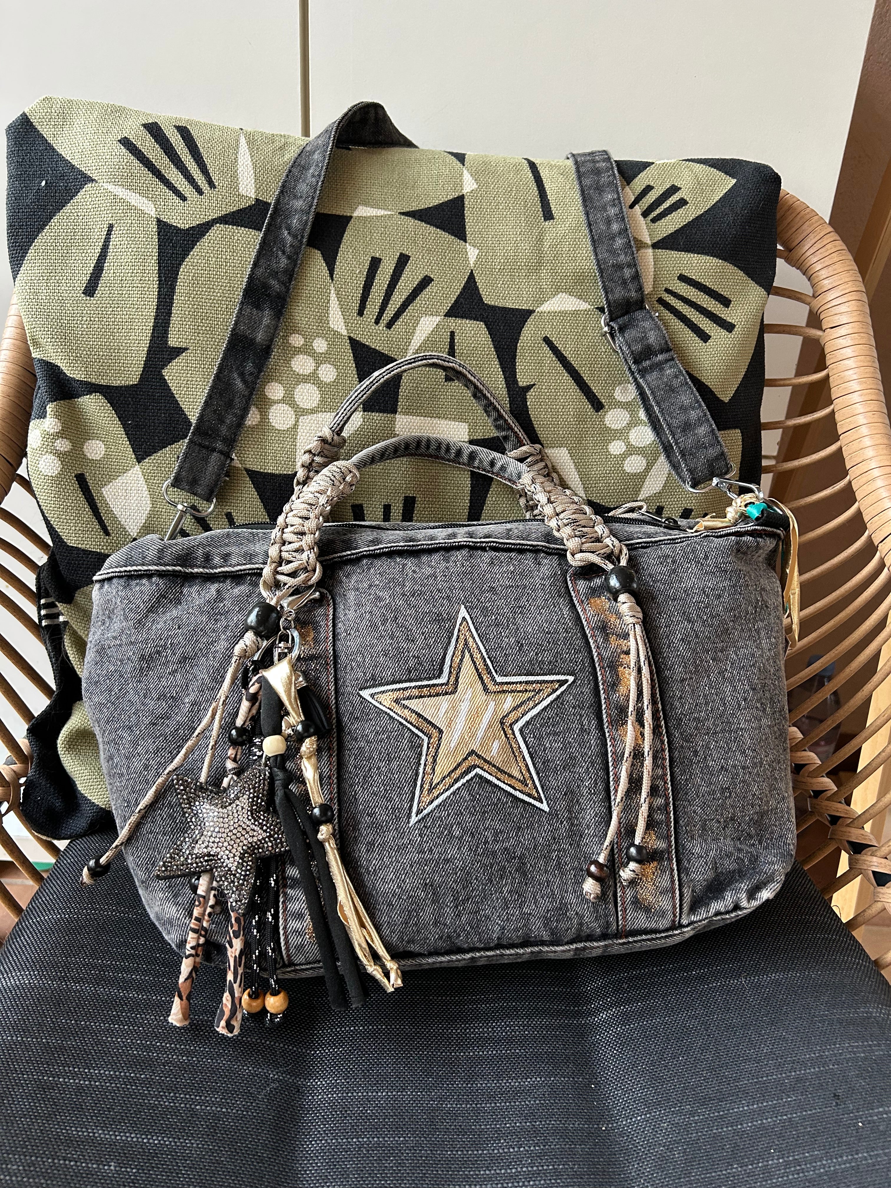Sac denim gris Etoile