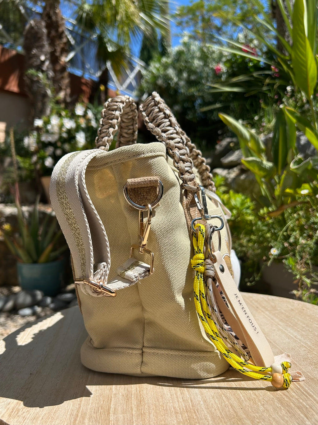 Sac Toile beige fleur SMILEY
