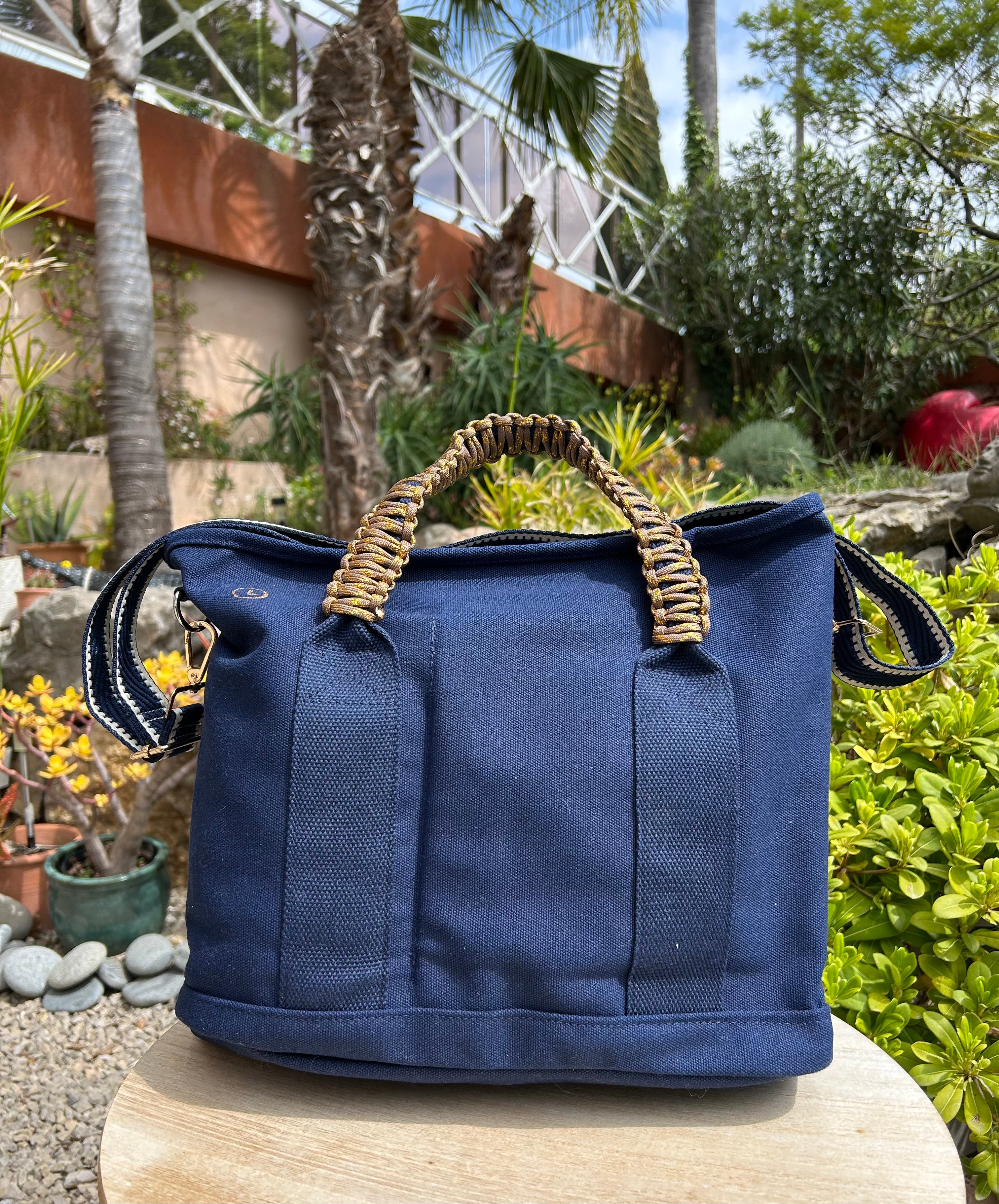 Grand sac toile bleu marine JE M’EN FOUS !