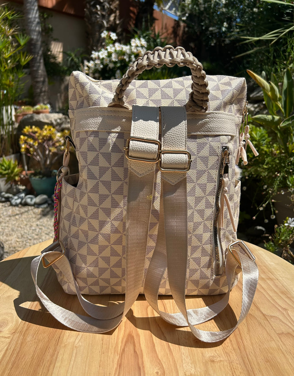 SAC A DOS fleur smiley rose