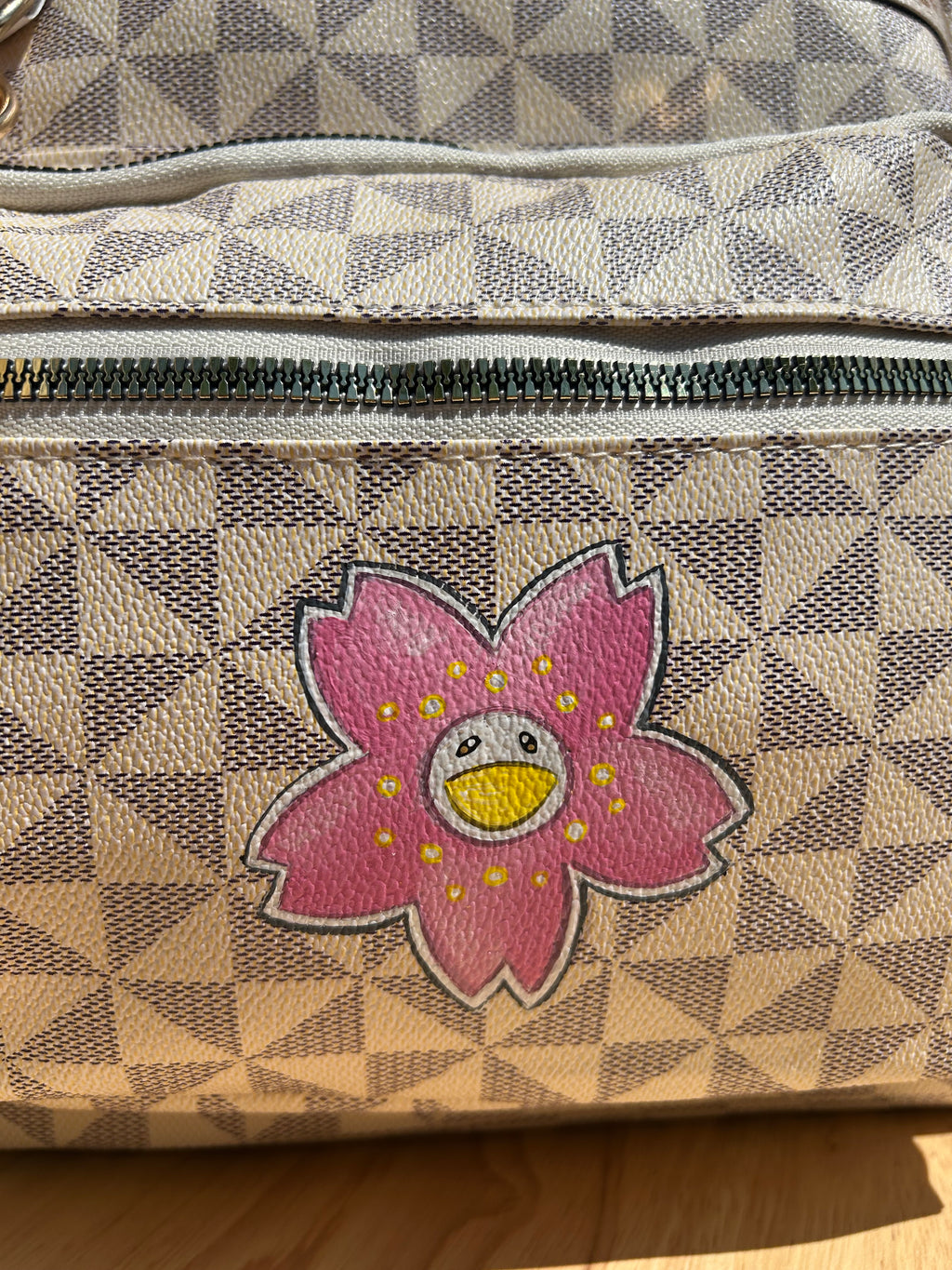 SAC A DOS fleur smiley rose
