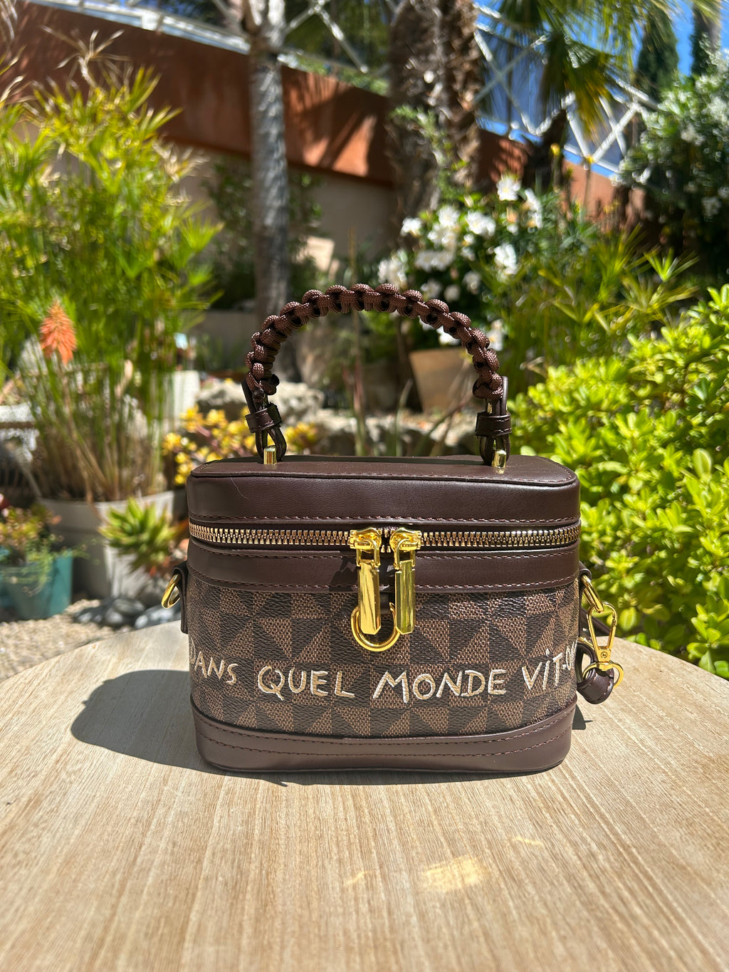 Mini sac vanity marron