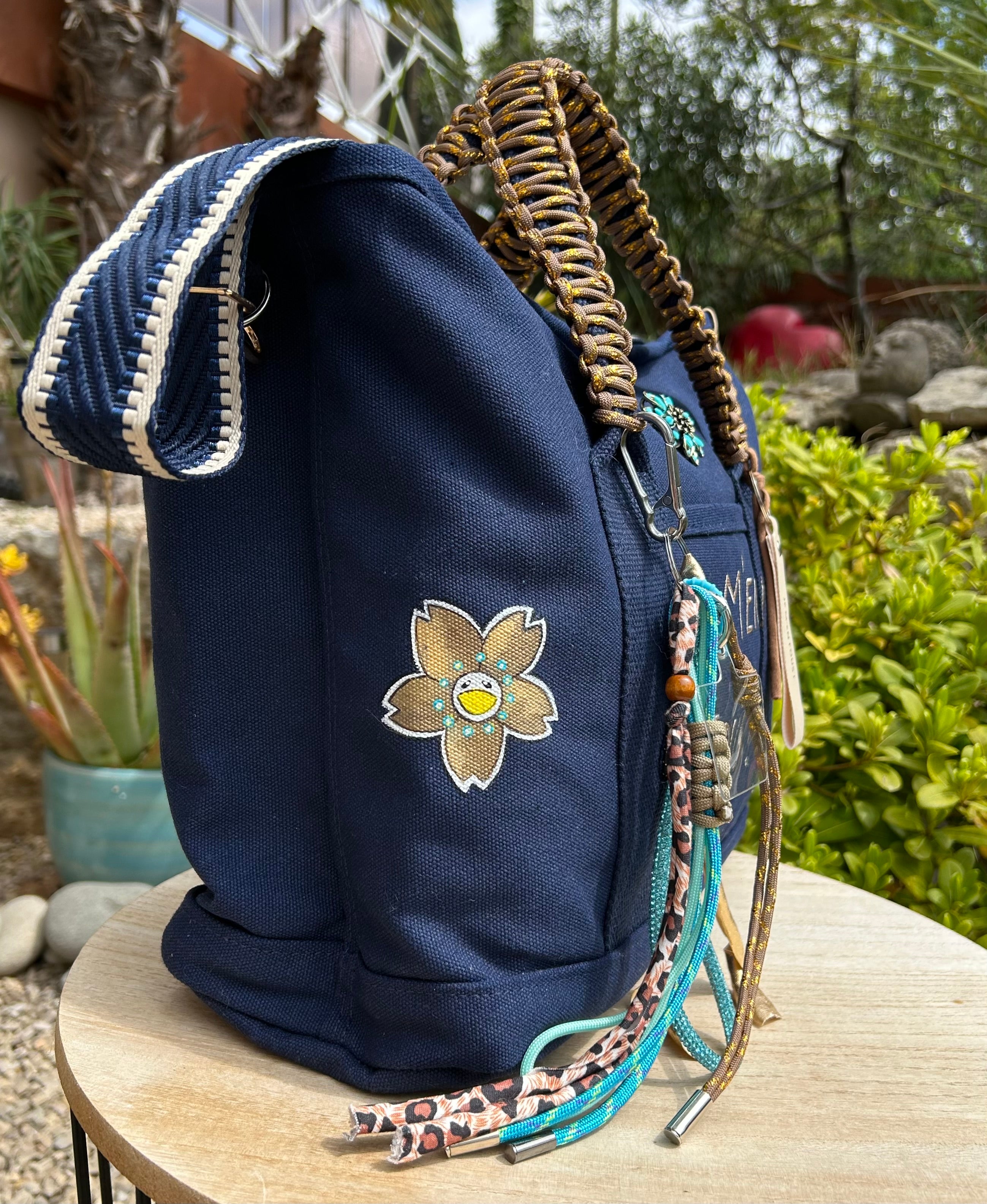 Grand sac toile bleu marine JE M’EN FOUS !