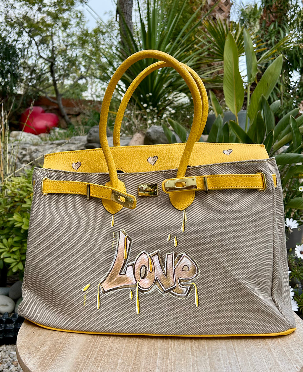 Cabas LOVE  toile et cuir