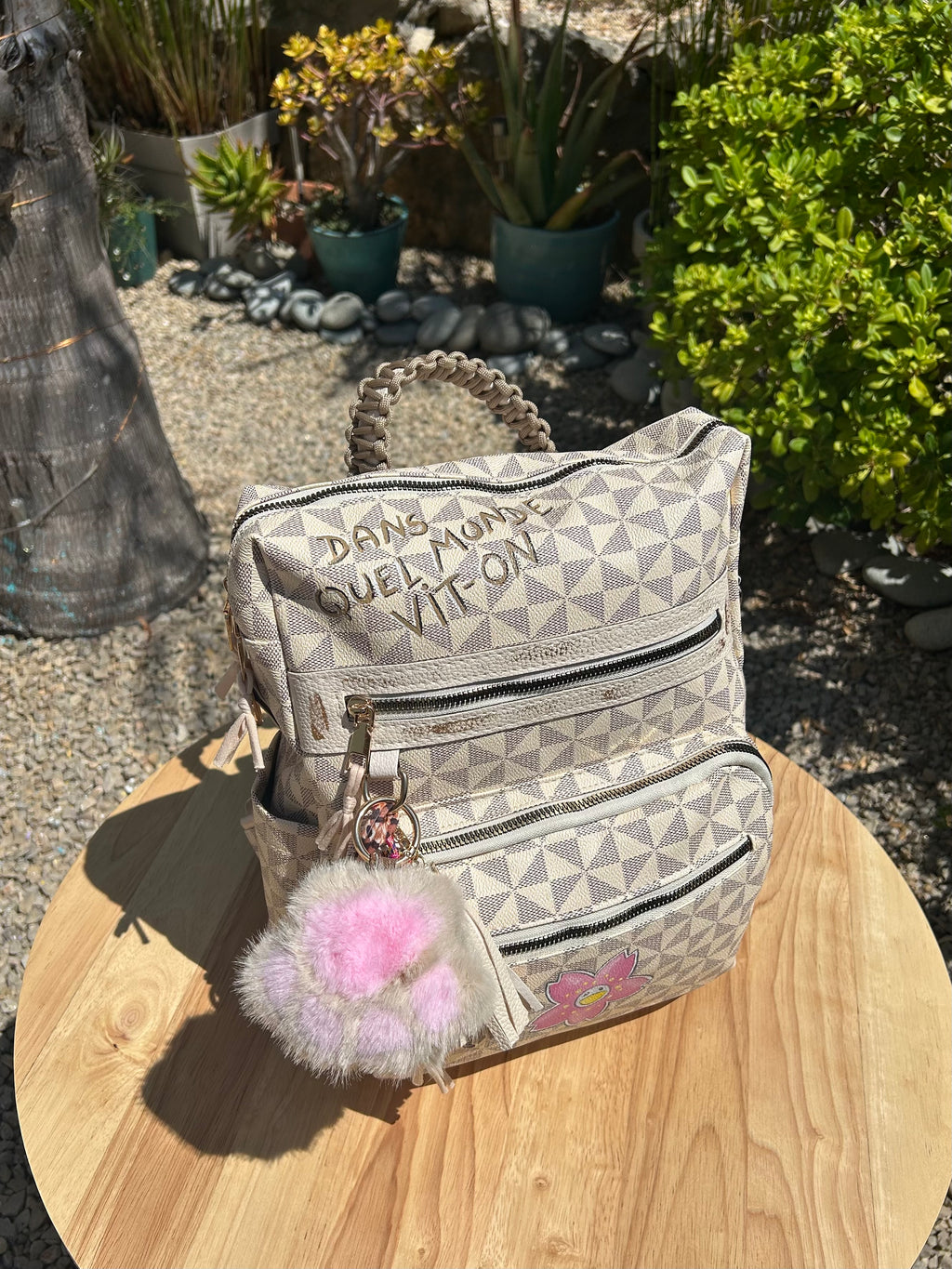SAC A DOS fleur smiley rose