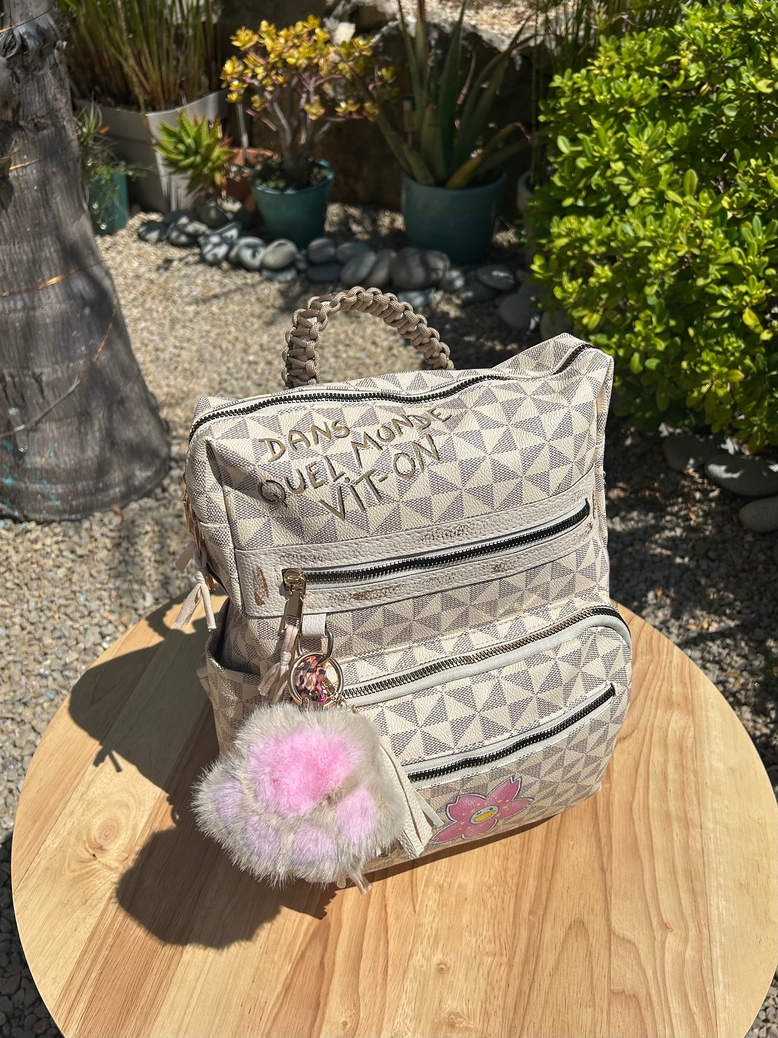 SAC A DOS fleur smiley rose
