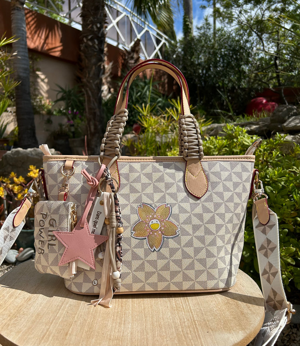 Cabas gold flower bandoulière