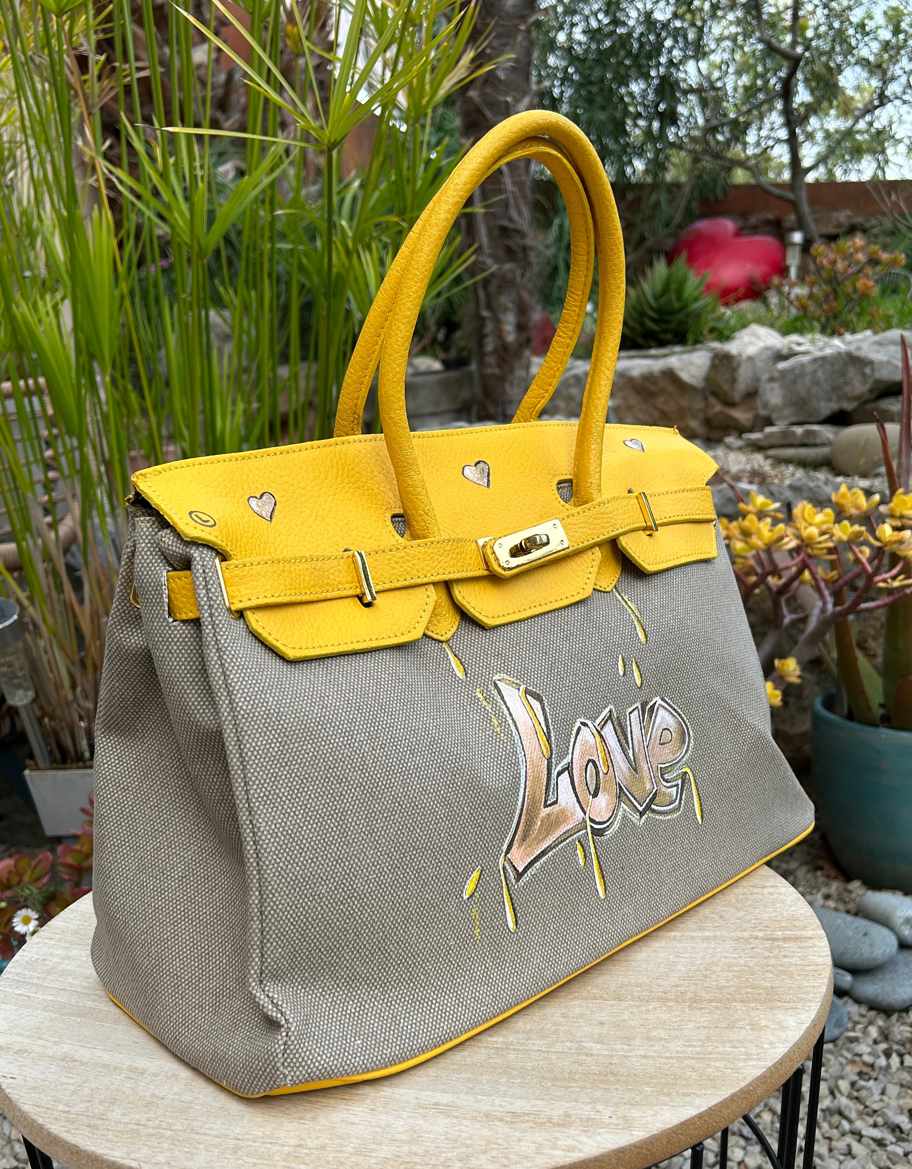 Cabas LOVE  toile et cuir