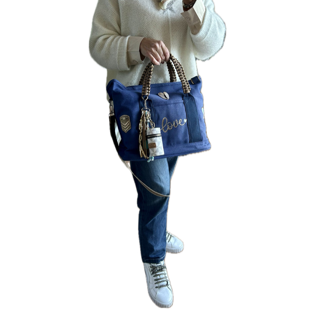 Grand sac toile bleu marine LOVE