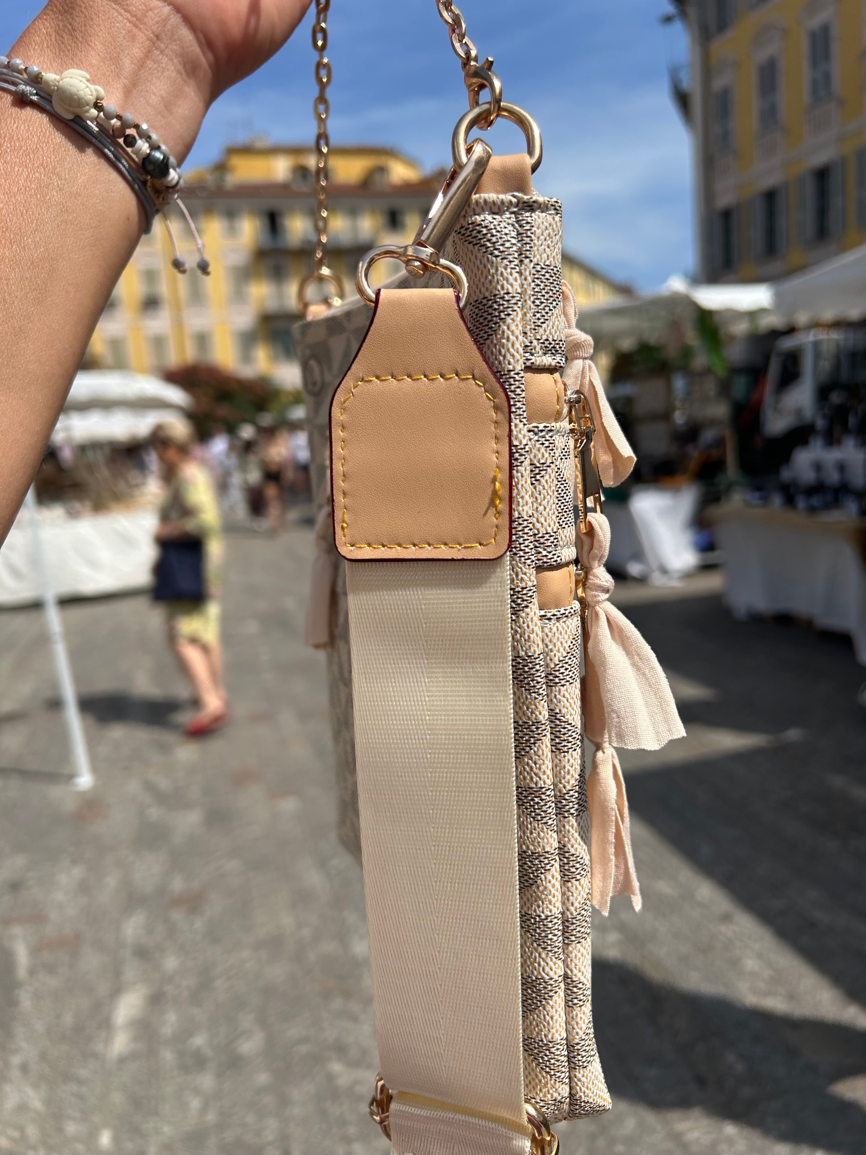 Sac bandoulière multi-poches beige