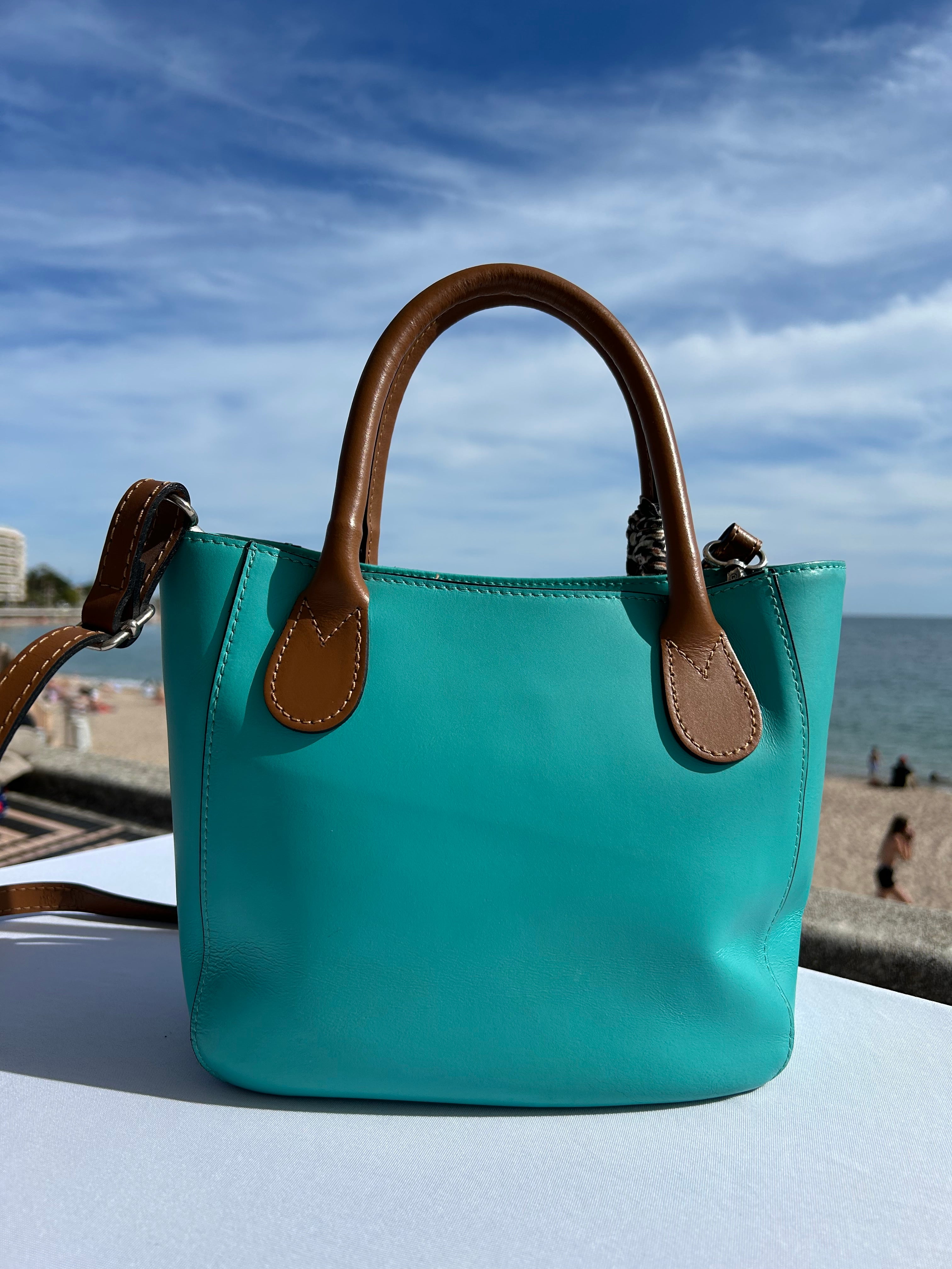 Sac cuir turquoise AMORE