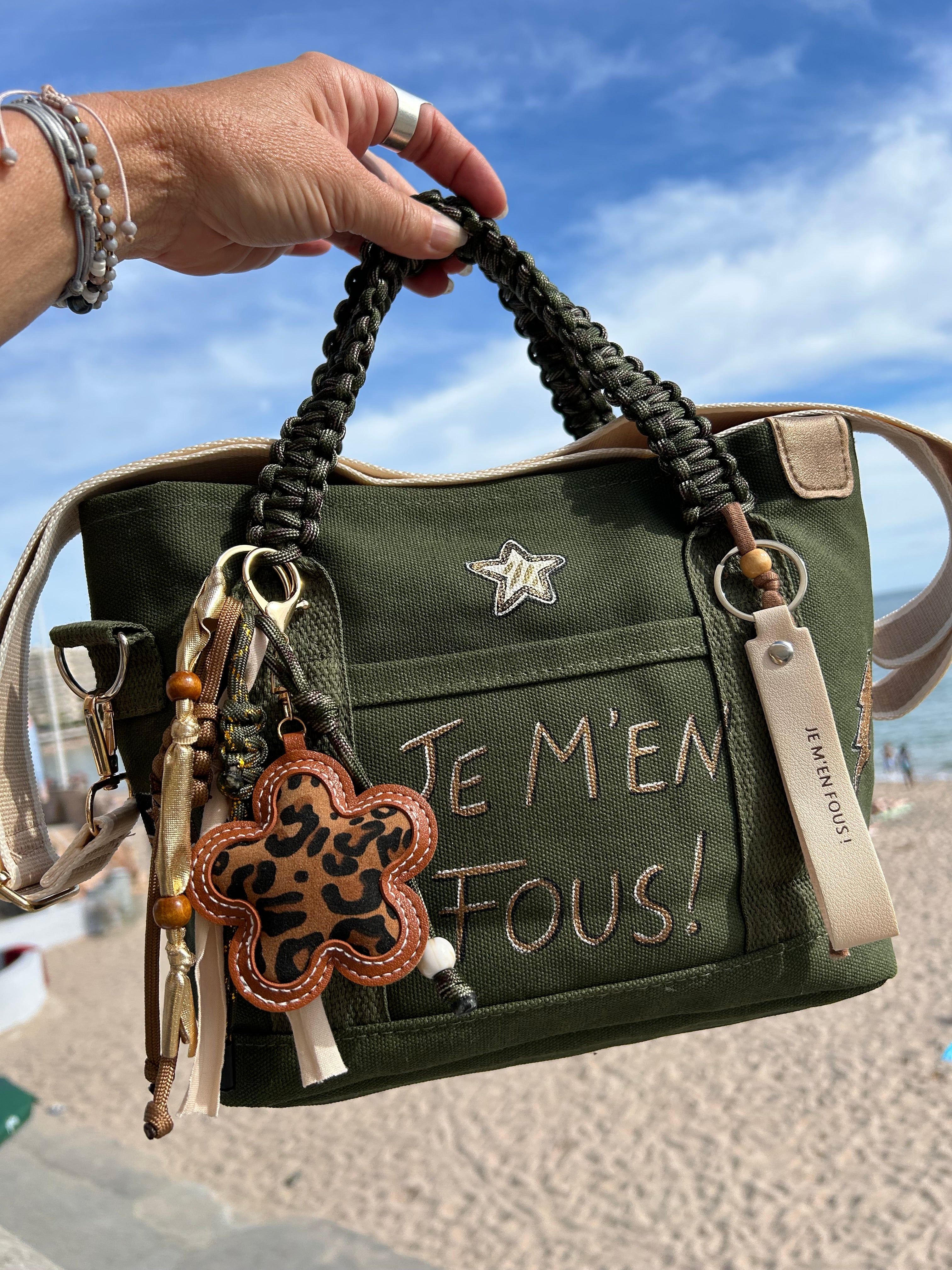 Sac Toile kaki JE M’EN FOUS !