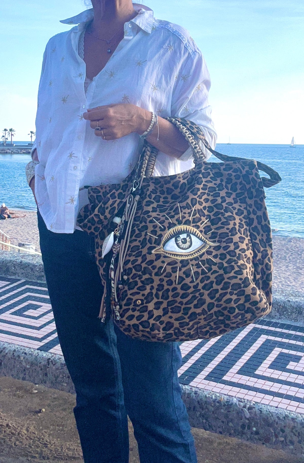 Grand SAC toile léopard / Œil Magique