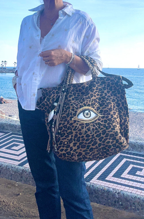 Grand SAC toile léopard / Œil Magique