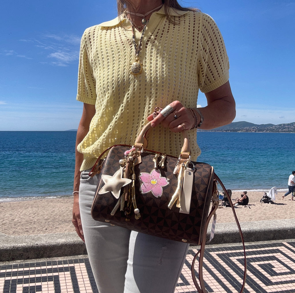 Sac Boston fleur rose