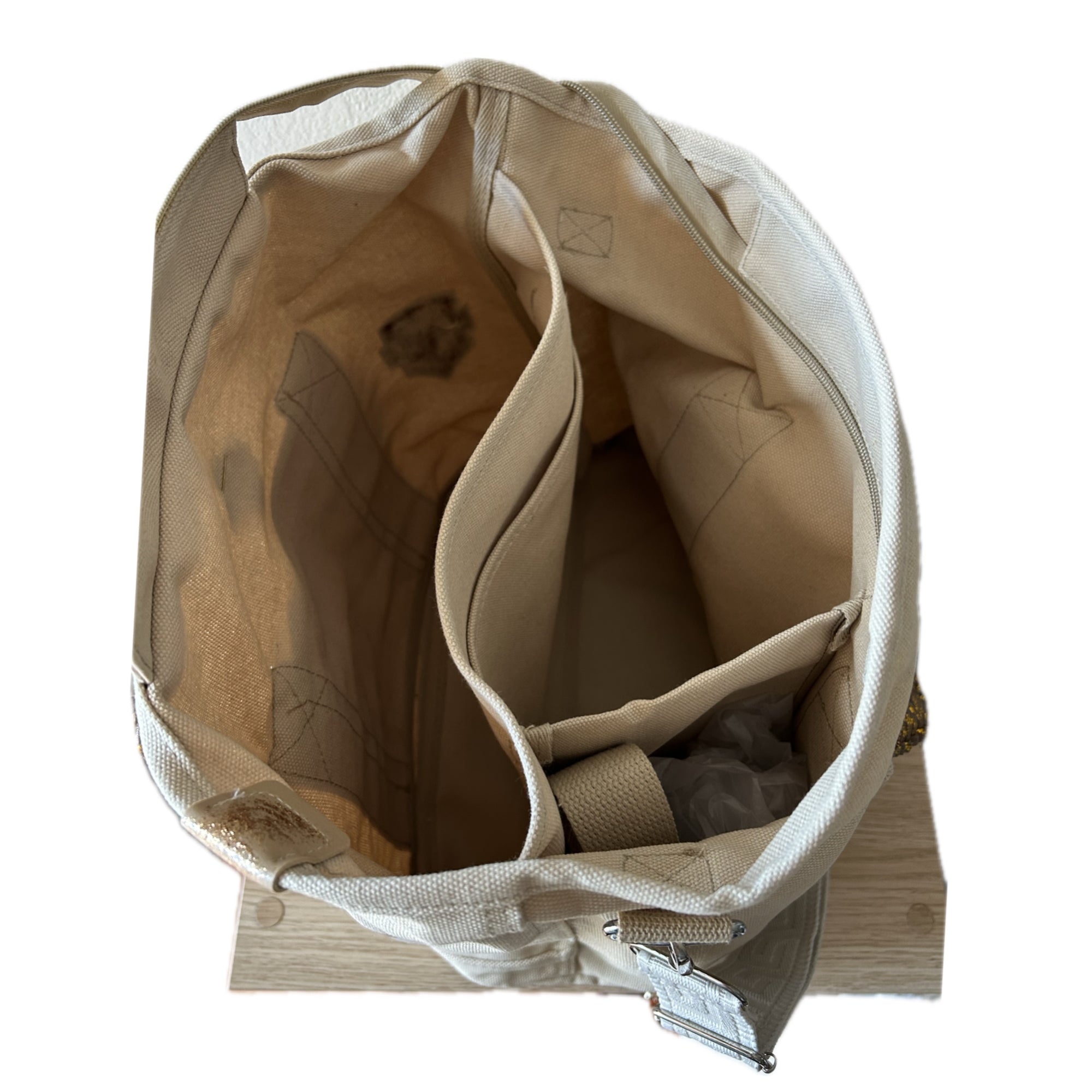 Grand sac toile beige JE M’EN FOUS !