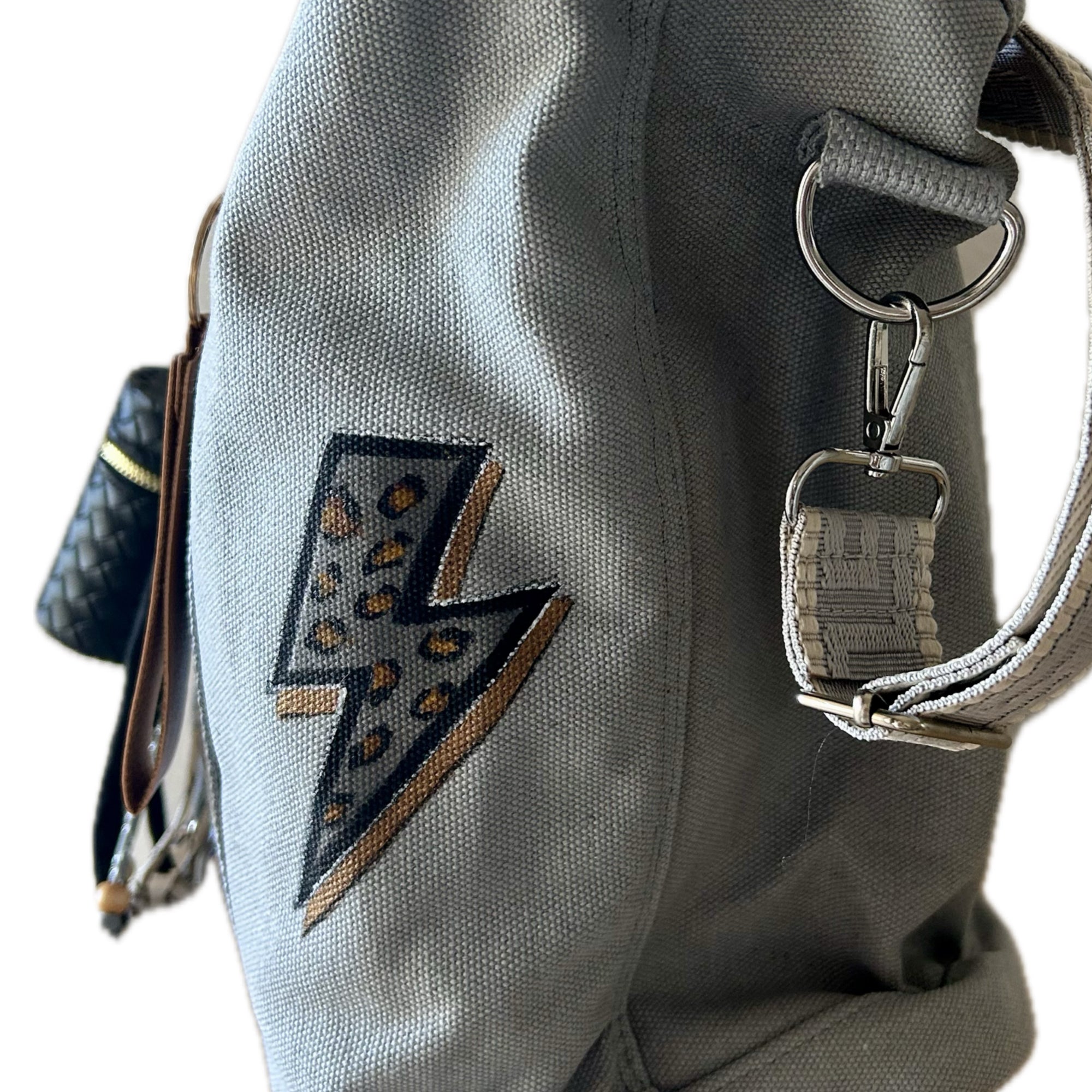 Grand sac toile gris JE M’EN FOUS !