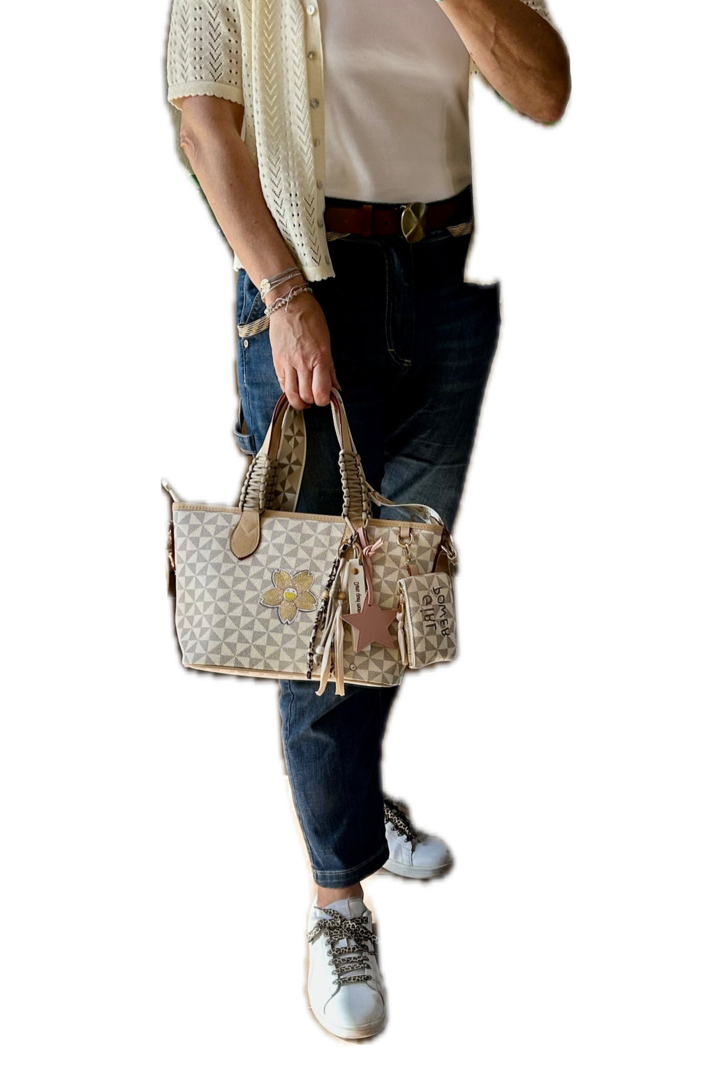 Cabas gold flower bandoulière