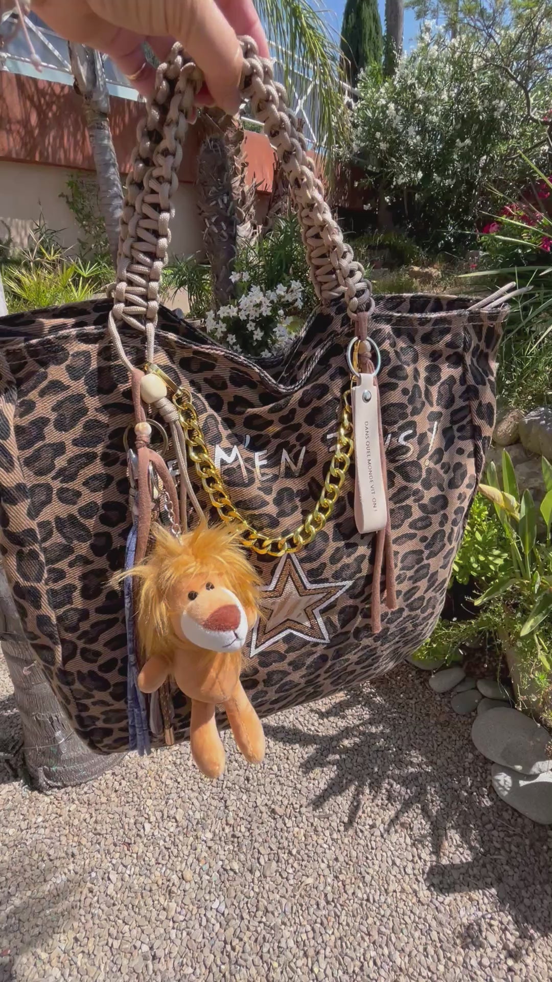 Grand SAC toile léopard JE M’EN FOUS !